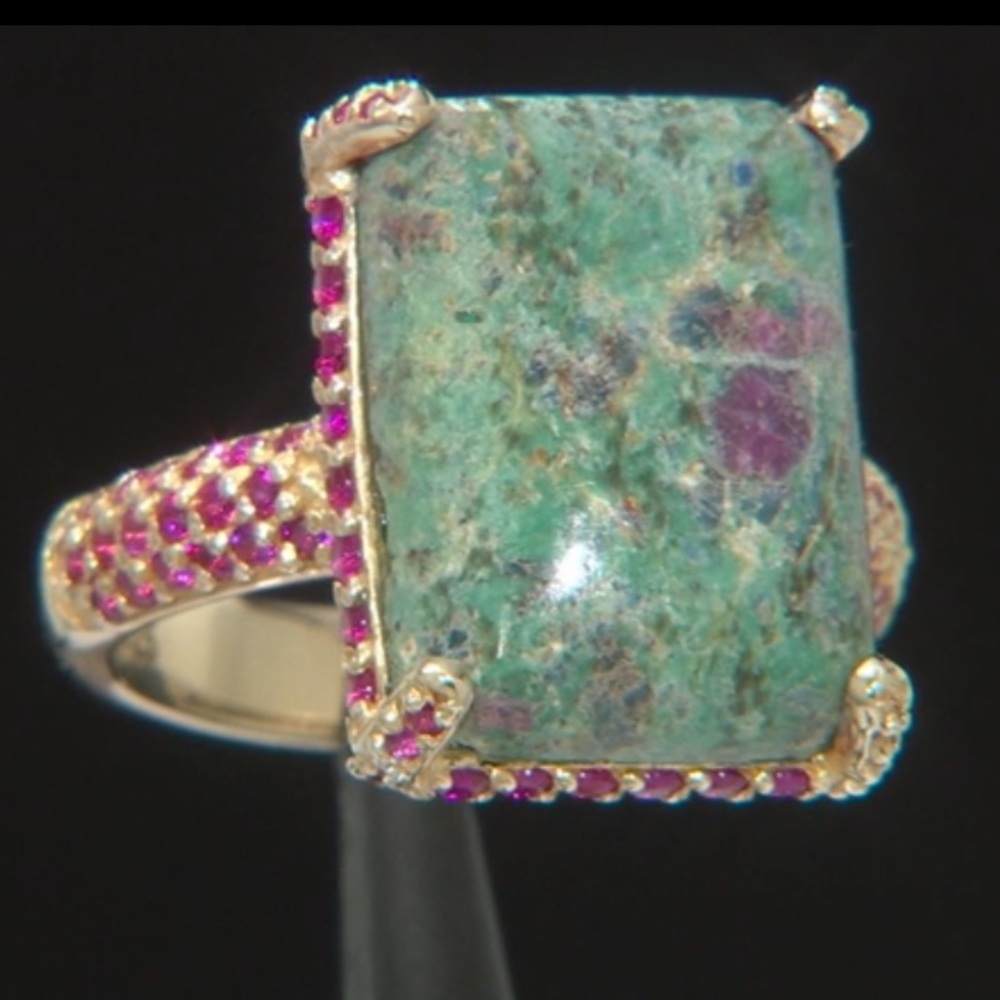 Ruby Fuchsite & 46 Pink Sapphire Ring - image 3